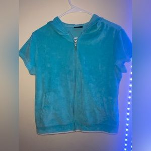 Velvet blue, zip up jacket, womens y2k jackets